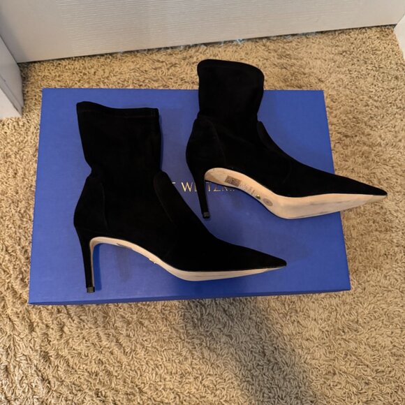 Stuart Weitzman black suede Stuart 75 stretch bootie - Picture 7 of 10